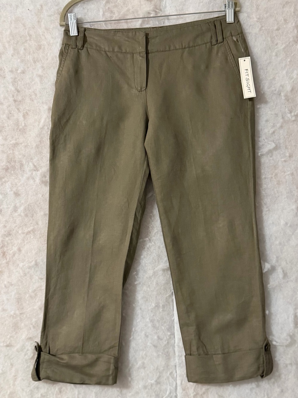 Women’s Olive Green Casual Crop Pants (SKU838)